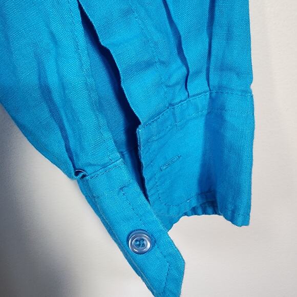 Island Importer Shirt Mens Large 100% Linen Coastal Resort Beach Button Long Slv - Picture 6 of 9